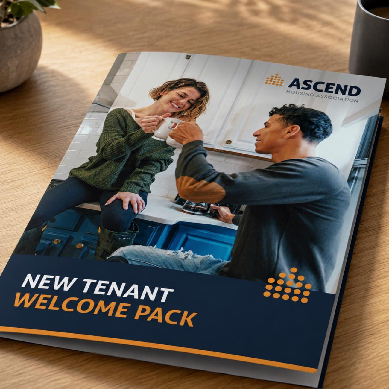 Printed marketing materials for housing associations, including folders, brochures and resident information packs.